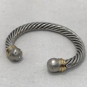 New 2 tone cable bracelet with matte silver/ crystal tips